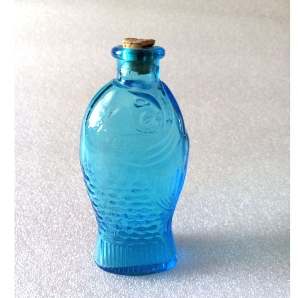 Vintage 4" Sapphire Dr. Fisch's Bitters Bottle Wheaton Glassworks Reproduction